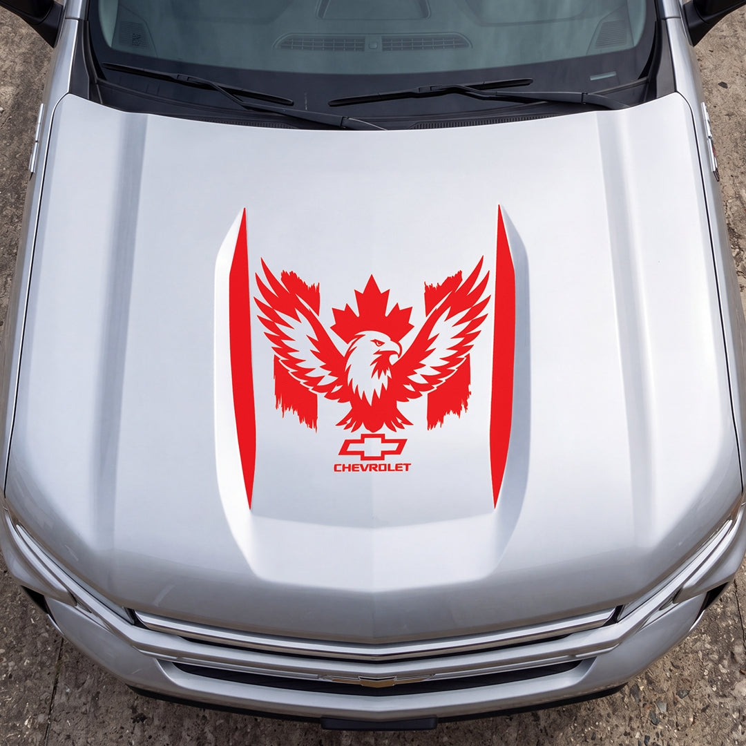 Hood Panel Decal/Sticker - Canadaian Phoenix Graphic Decal Graphic Kit - For Chevrolet Silverado 2019-2024 - Premium Vinyl