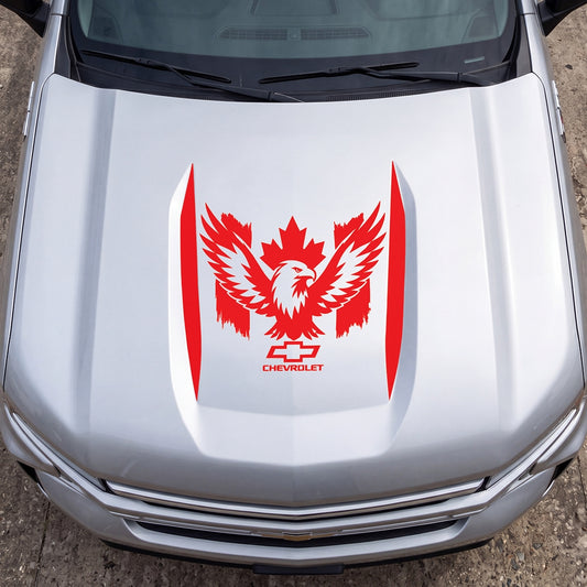 Hood Panel Decal/Sticker - Canadaian Phoenix Graphic Decal Graphic Kit - For Chevrolet Silverado 2019-2024 - Premium Vinyl
