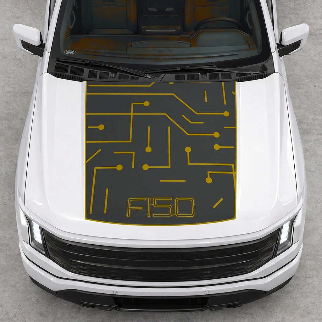 Hood Panel Decal/Sticker - Electric Circuit Graphic Decal Graphic Kit - For FORD F-150 2015-2020 - Premium Vinyl