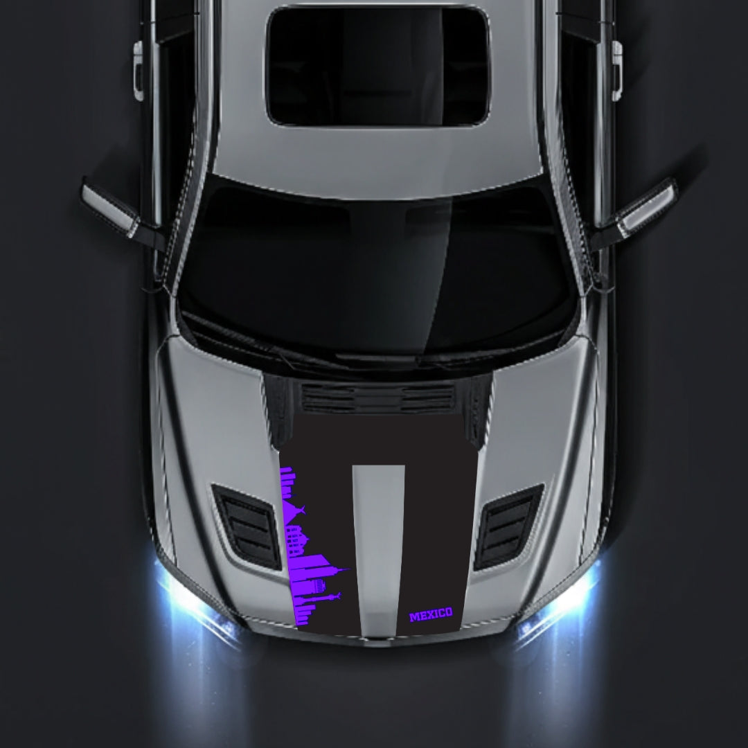 Performance Hood Panel Decal/Sticker - Mexico Skyline Graphic Kit - For Dodge RAM 1500 2019-2025 - Premium Vinyl
