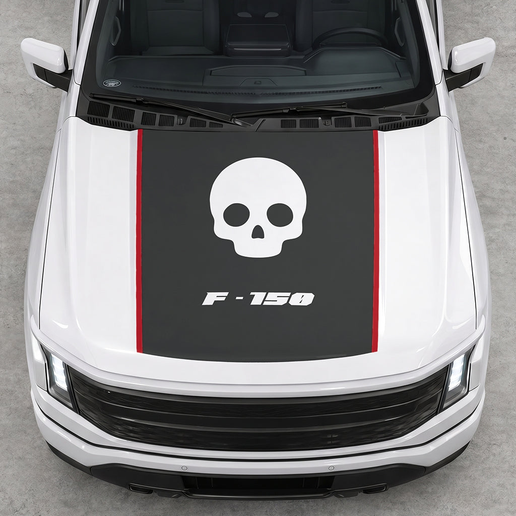 Hood Panel Decal/Sticker - Skull Graphic Decal Graphic Kit - For Ford F-150 2015-2020 - Premium Vinyl