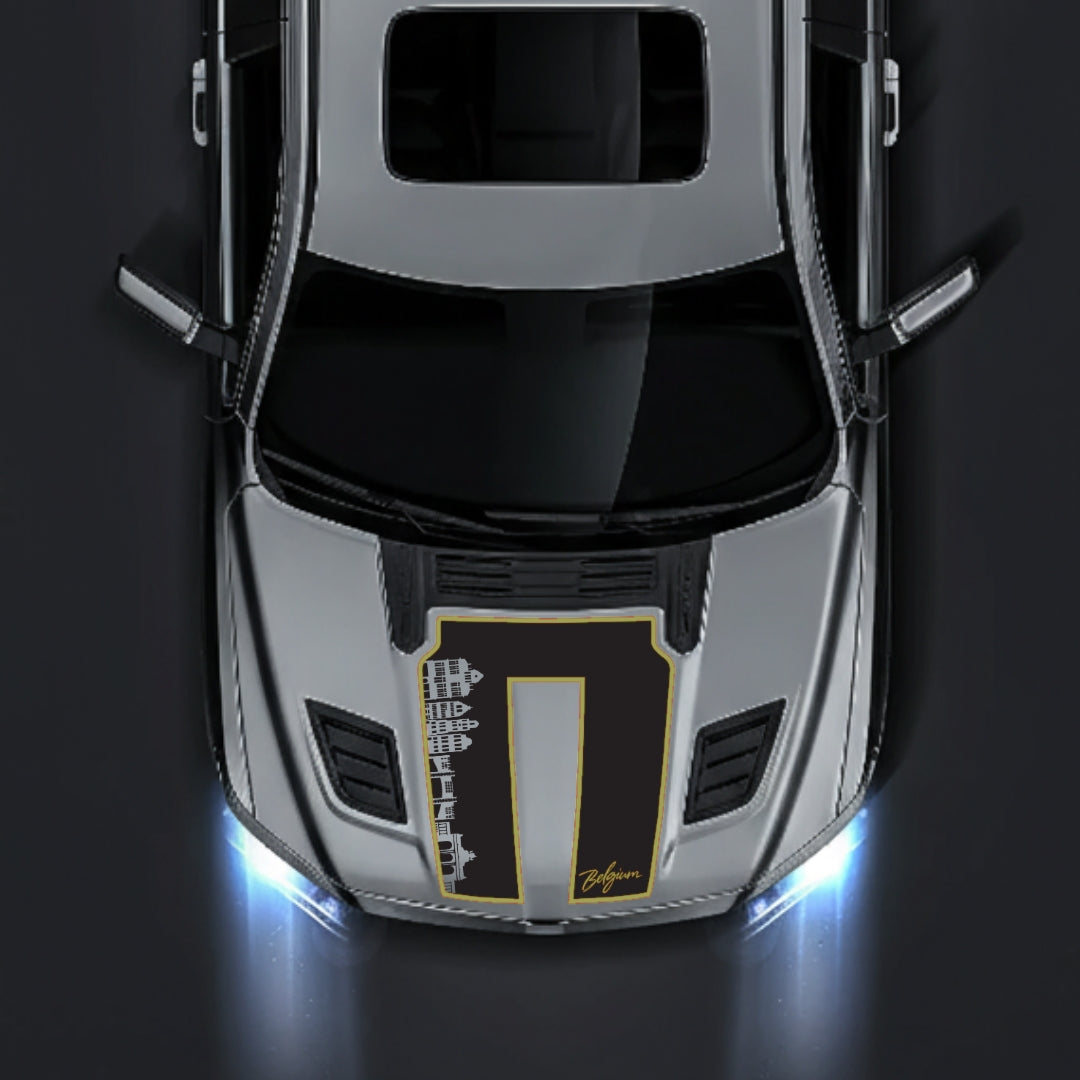 Hood Panel Decal/Sticker - Belgium Skyline - Cut - Border Graphic Kit - For Dodge RAM 1500 2019-2025 - Premium Vinyl