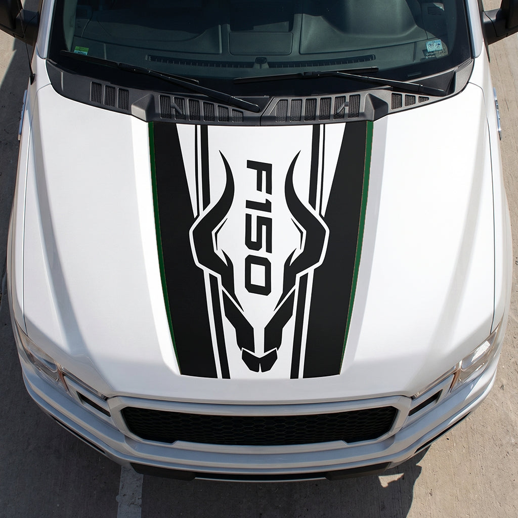 Hood Panel Decal/Sticker - Horns Graphic Decal Graphic Kit - For Ford F-150 2015-2020 - Premium Vinyl