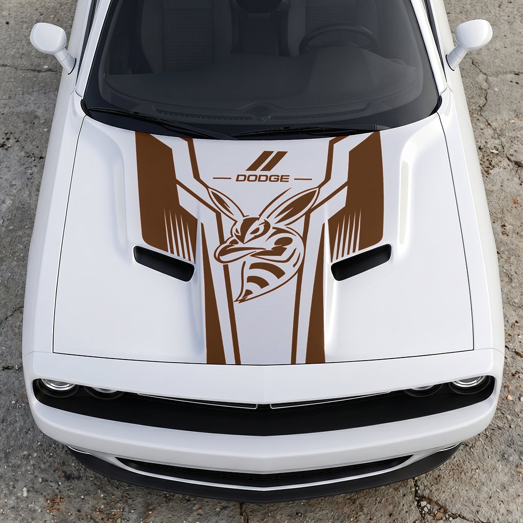 Hood Panel Decal/Sticker - Scat Pack Angry Bee Aerodynamic - Dual-Wing Performance Series Graphic Kit - For Dodge Challenger 2015-2024 - Premium Vinyl