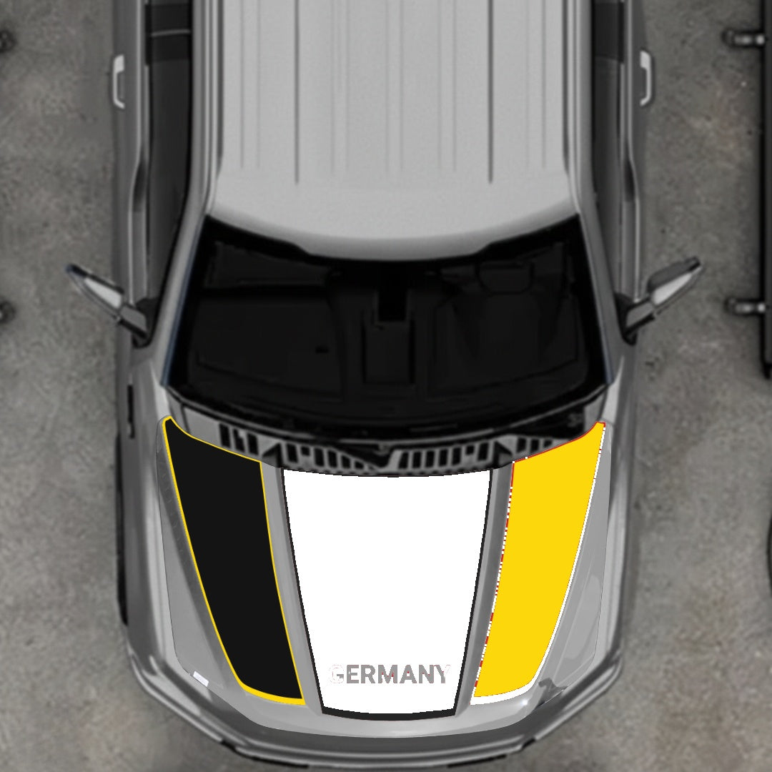 Hood Panel Decal/Sticker - Germany Flag Parts - Border Graphic Kit - For Ford F-150 2020-2026 - Premium Vinyl
