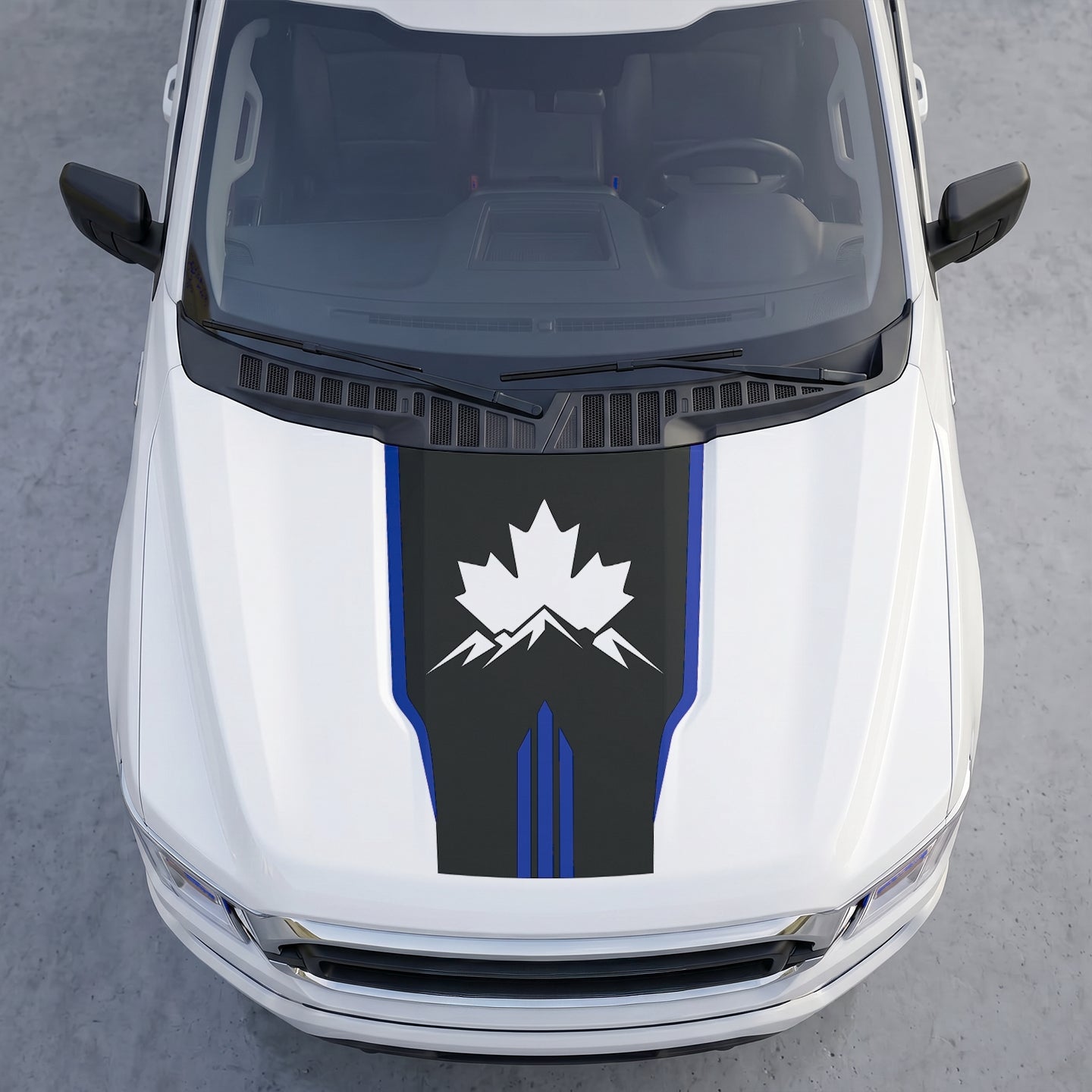 Hood Panel Decal/Sticker - Wilderness Maple Leaf Hood Decal – Evergreen Pine Forest Silhouette Graphic Vinyl Wrap Graphic Kit - For Ford F-150 F150 2015-2020 - Premium Vinyl