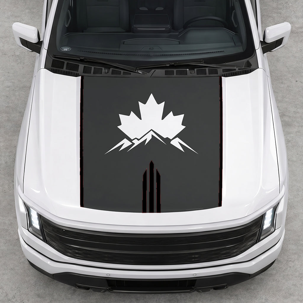 Hood Panel Decal/Sticker - Maple and Mountain Graphic Decal Graphic Kit - For Ford F-150 2015-2020 - Premium Vinyl