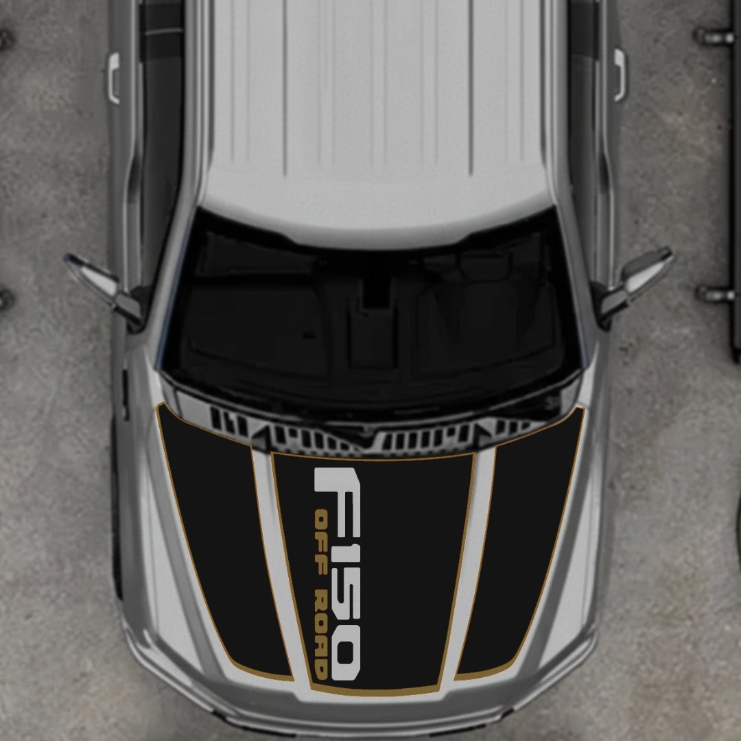 Hood Panel Decal/Sticker - Style 3 - Cut - Border Graphic Kit - For Ford F-150 2020-2026 - Premium Vinyl
