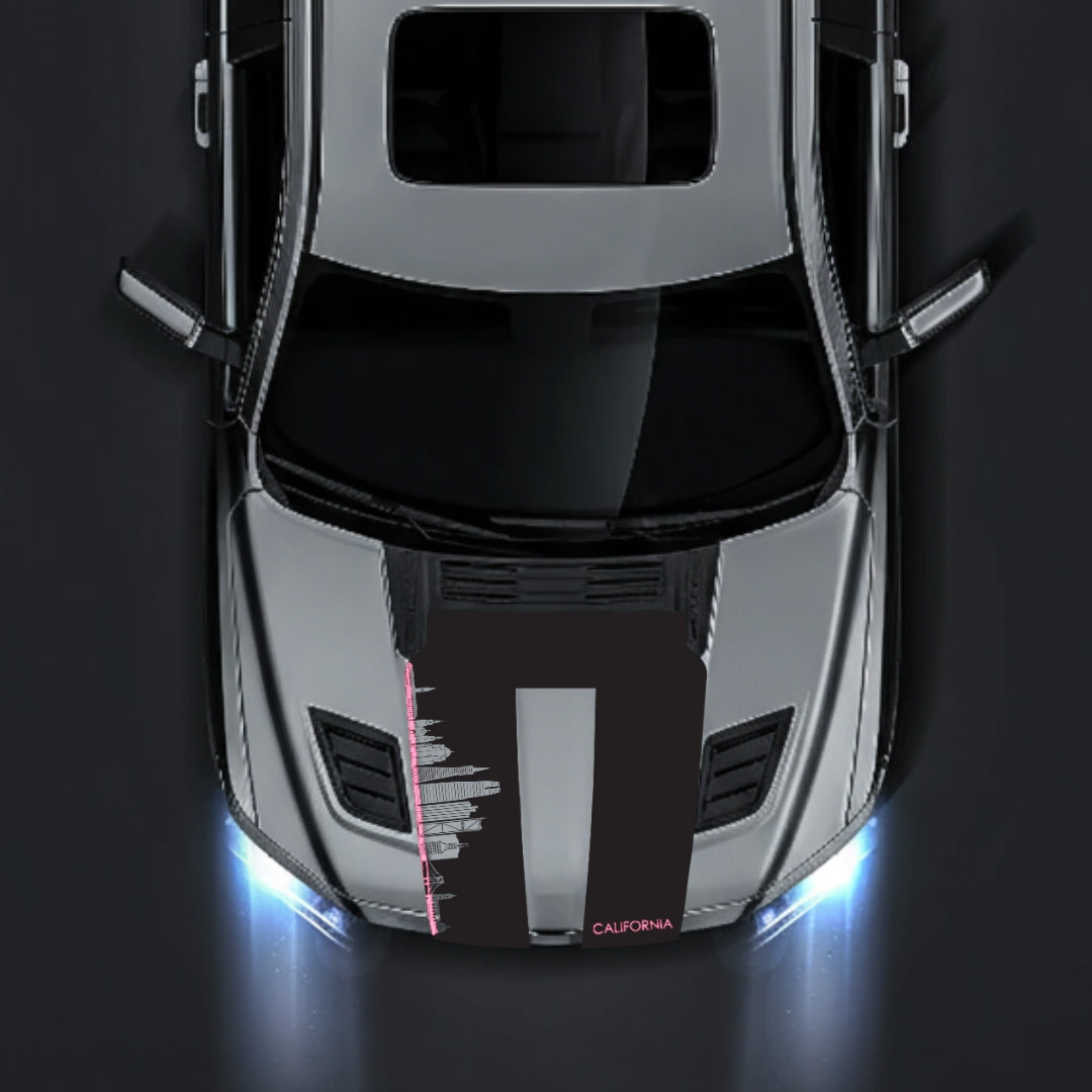 Hood Panel Decal/Sticker - California Skyline - Cut - Border Graphic Kit - For Dodge RAM 1500 2019-2025 - Premium Vinyl
