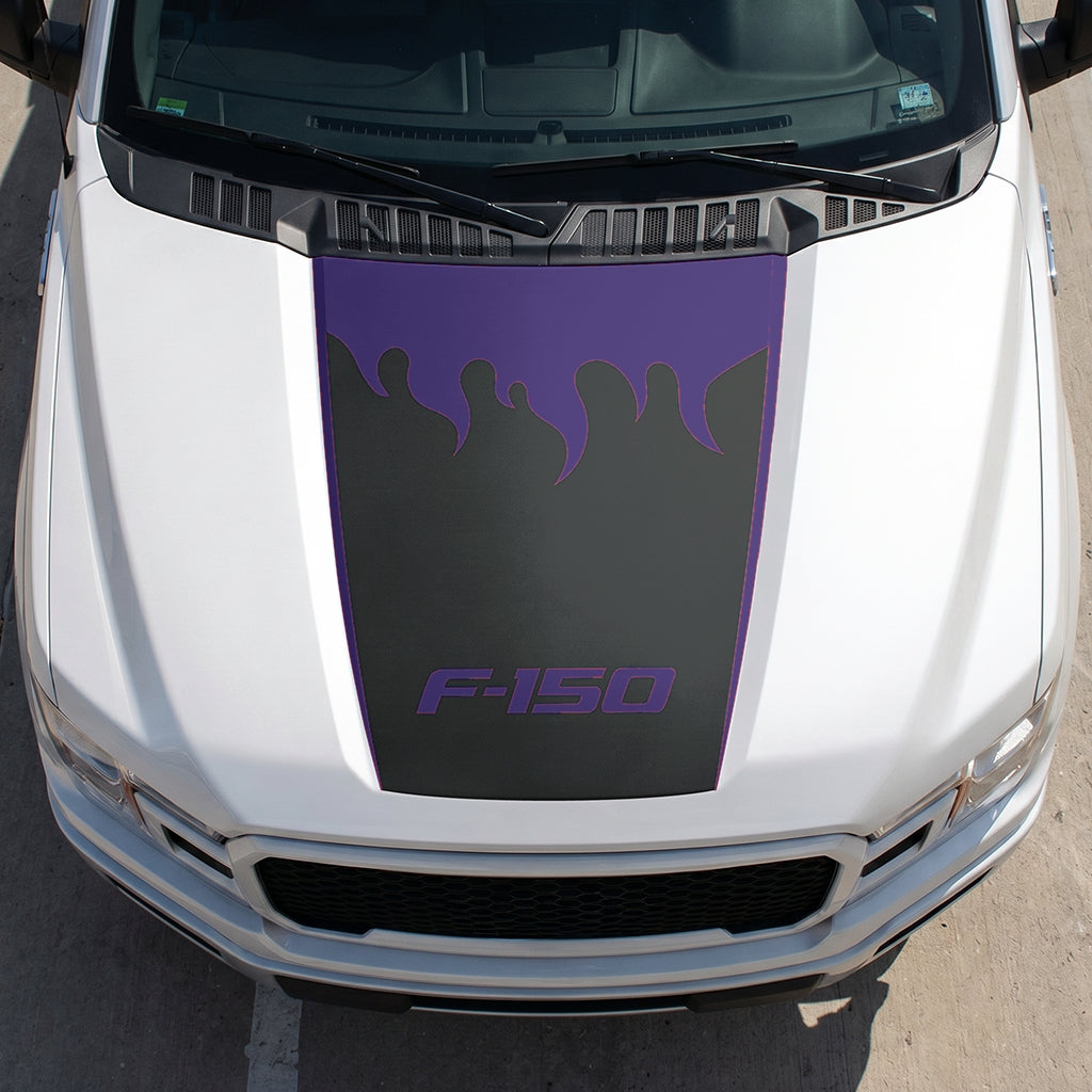 Hood Panel Decal/Sticker - Burning Flames Graphic Decal Graphic Kit - For Ford F-150 2015-2020 - Premium Vinyl