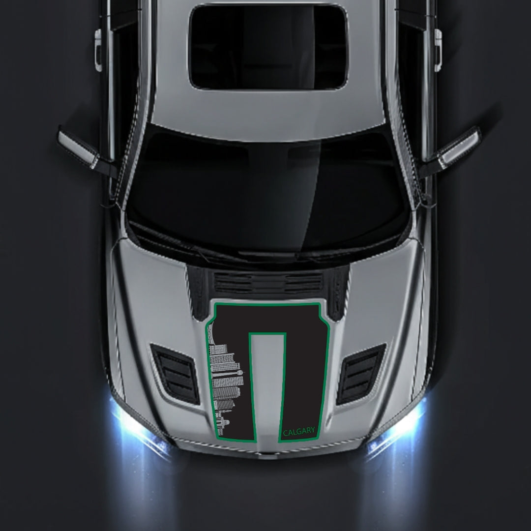 Performance Hood Panel Decal/Sticker - Calgary Skyline - Cut - Border Graphic Kit - For Dodge RAM 1500 2019-2025 - Premium Vinyl