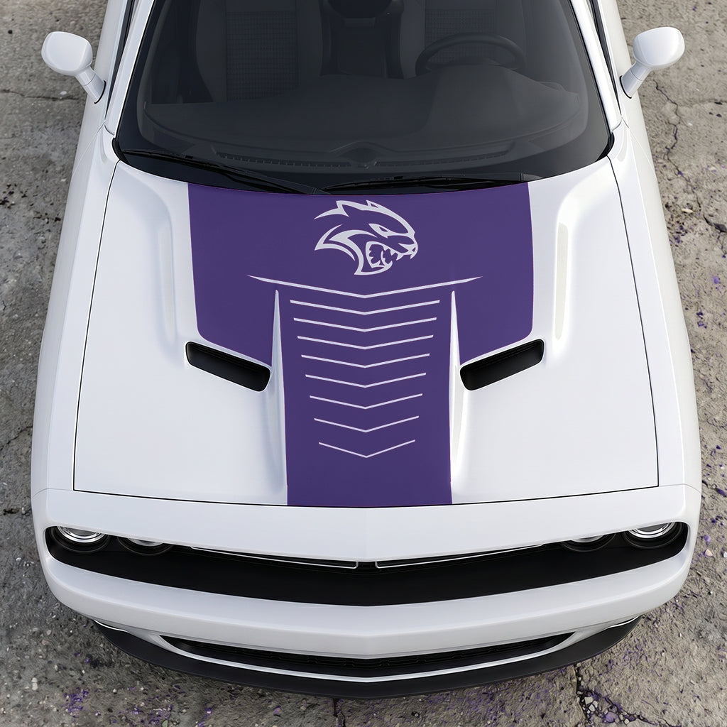 Hood Panel Decal/Sticker - Hellcat Apex Grille-Fade - Stealth Ribbed Aero Graphic Kit - For Dodge Challenger 2015-2024 - Premium Vinyl