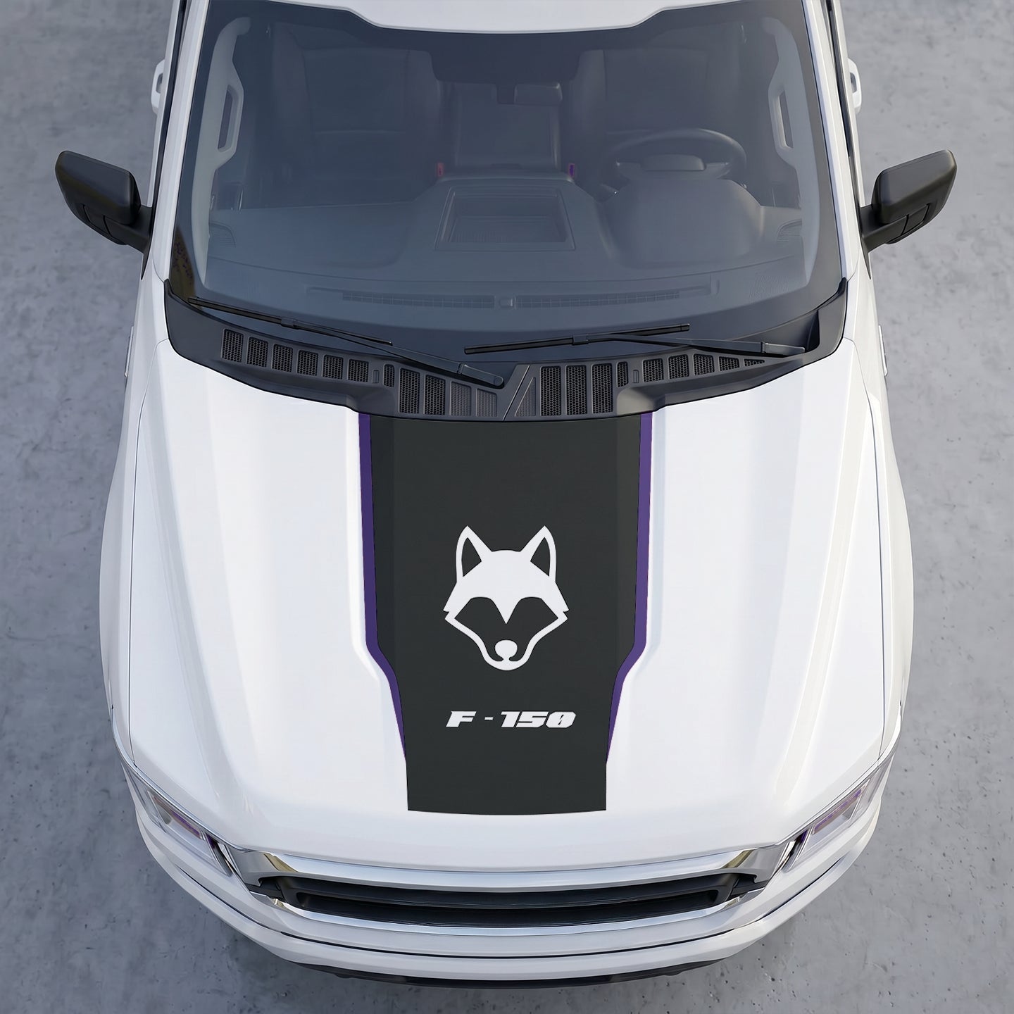 Hood Panel Decal/Sticker - Coyote Wolf Head Hood Decal Wrap – Matte Black Hood Accent Graphic Vinyl Sticker Graphic Kit - For Ford F-150 F150 2015-2020 - Premium Vinyl