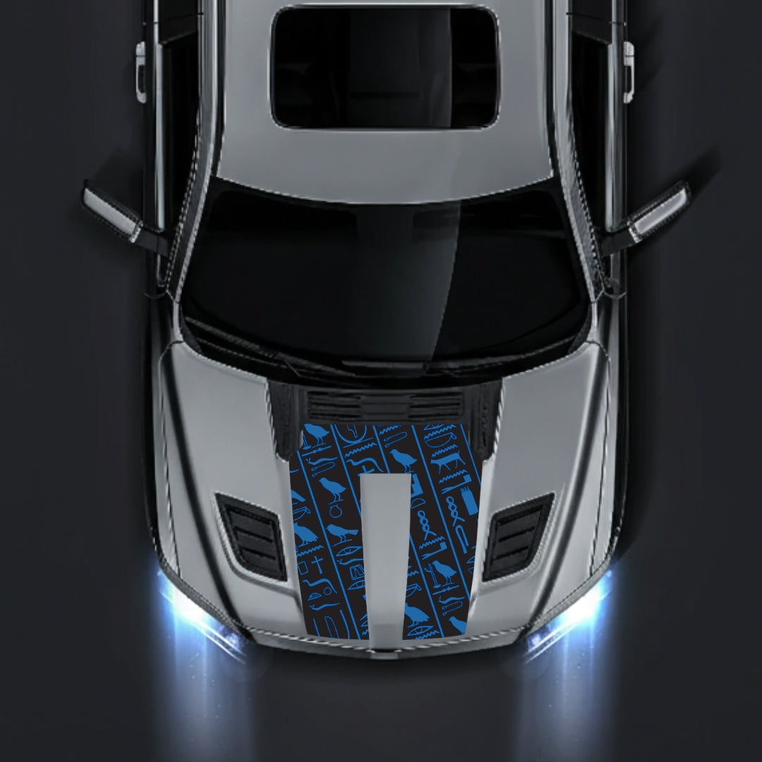 Performance Hood Panel Decal/Sticker - Egyptian Hieroglyphs Graphic Kit - For Dodge RAM 1500 2019-2025 - Premium Vinyl