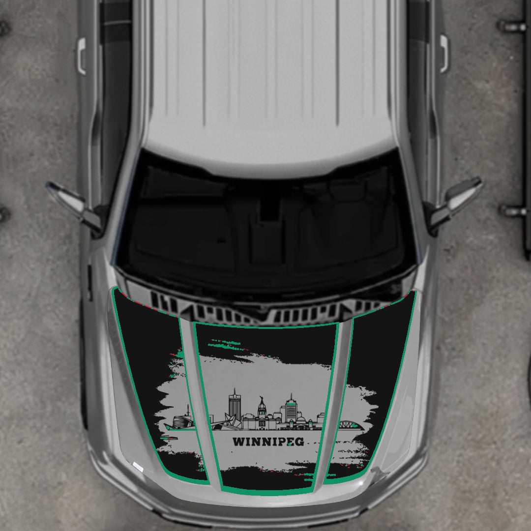 Hood Panel Decal/Sticker - Winnipeg - Cut - Border Graphic Kit - For Ford F-150 2020-2026 - Premium Vinyl