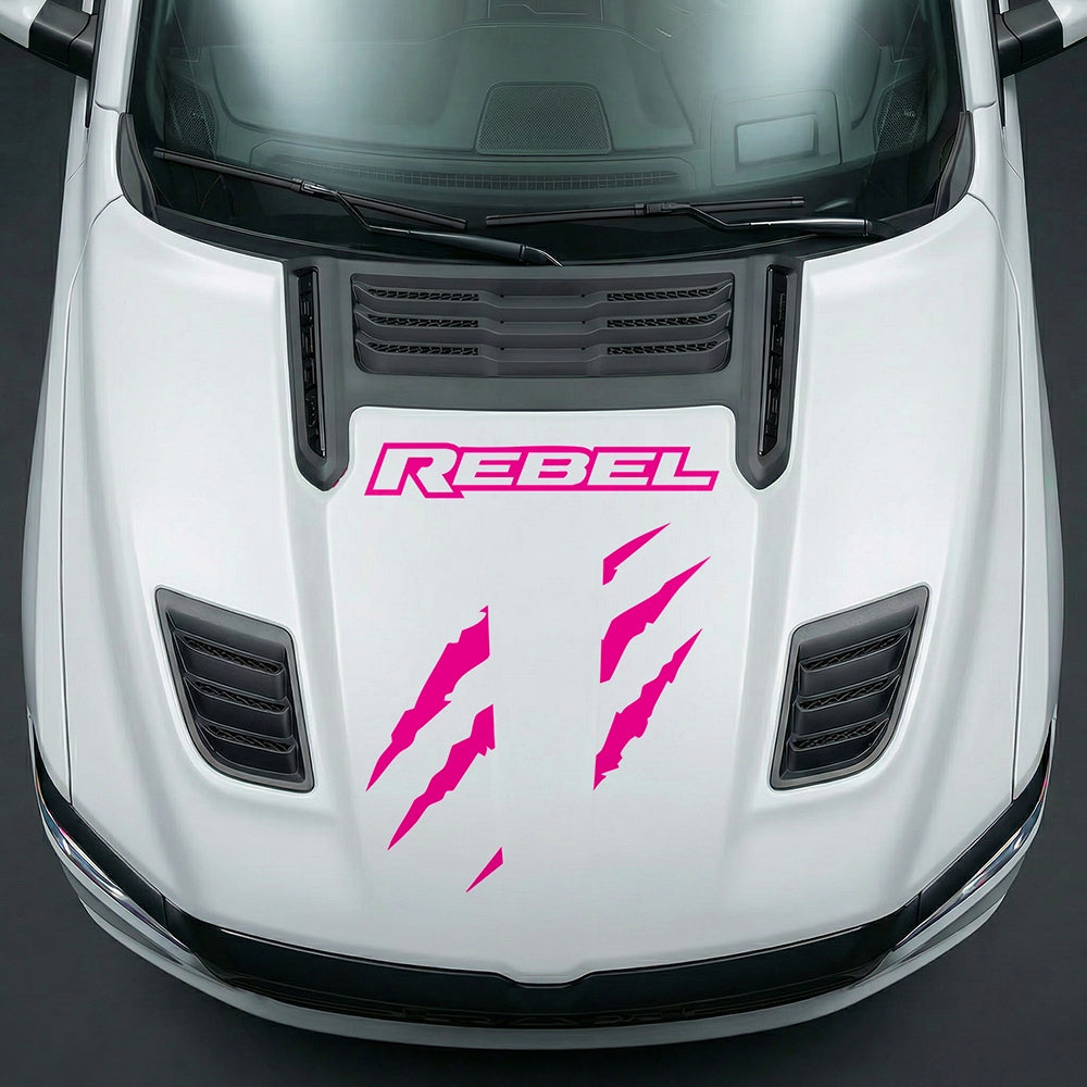 Hood Panel Decal/Sticker - Fierce REBEL Monster Slash - Cut Graphic Kit - For Dodge Ram 2019-2025 - Premium Vinyl