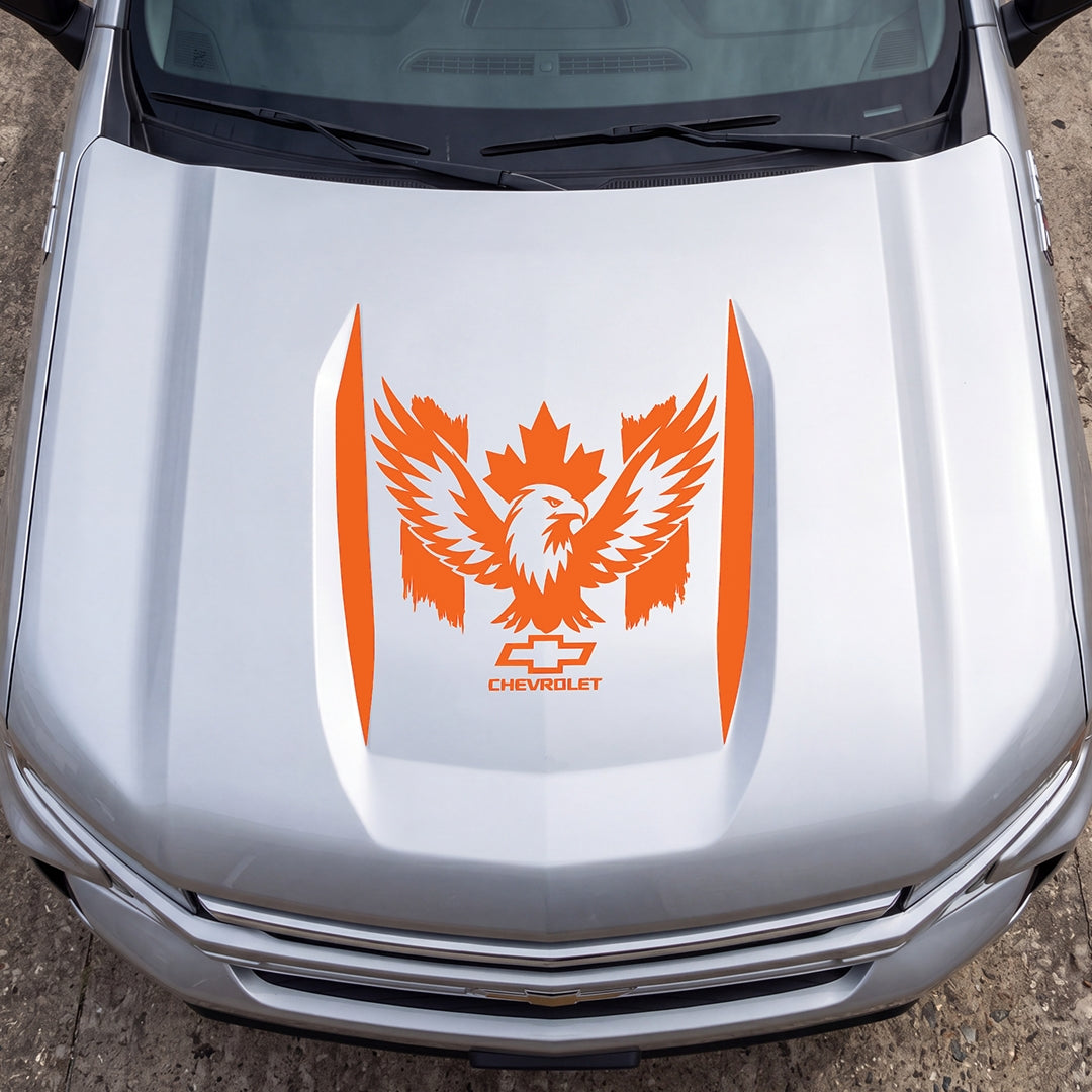 Hood Panel Decal/Sticker - Canadaian Phoenix Graphic Decal Graphic Kit - For Chevrolet Silverado 2019-2024 - Premium Vinyl
