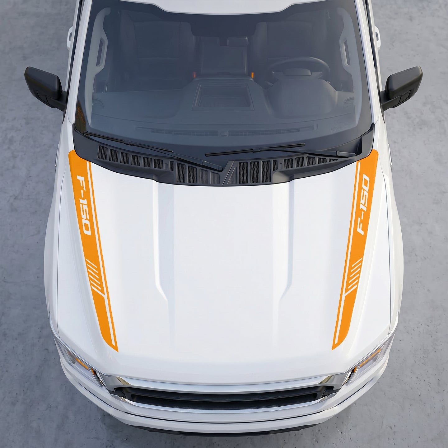 Hood Panel Decal/Sticker - Cowl Stripes with Hash Marks – Dual Side Outer Hood Vinyl Decals Graphic Kit - For Ford F-150 F150 2015-2020 - Premium Vinyl