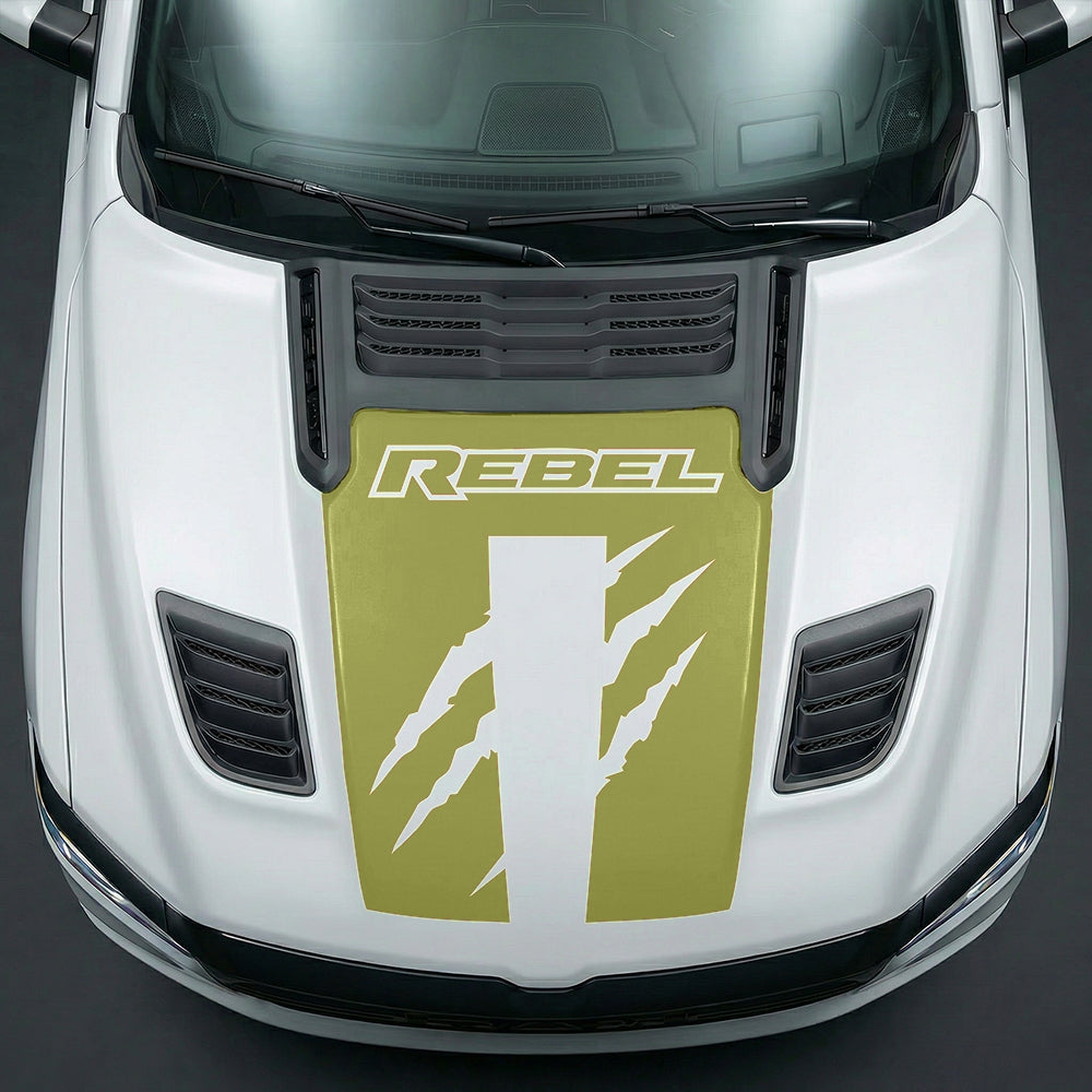Hood Panel Decal/Sticker - Fierce REBEL Monster Slash Graphic Kit - For Dodge Ram 2019-2025 - Premium Vinyl