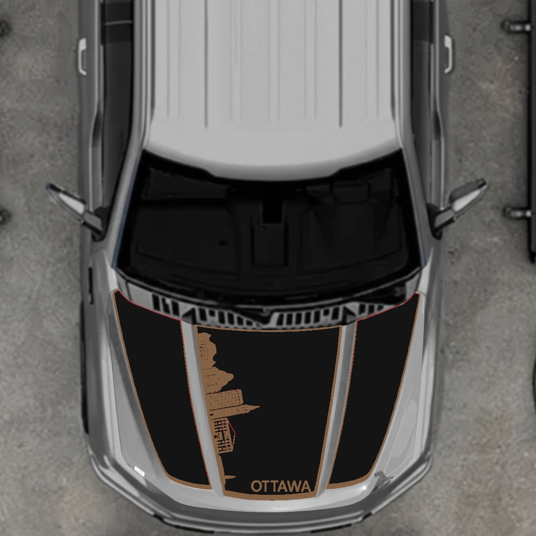 Hood Panel Decal/Sticker - Ottawa Skyline - Border Graphic Kit - For Ford F-150 2020-2026 - Premium Vinyl