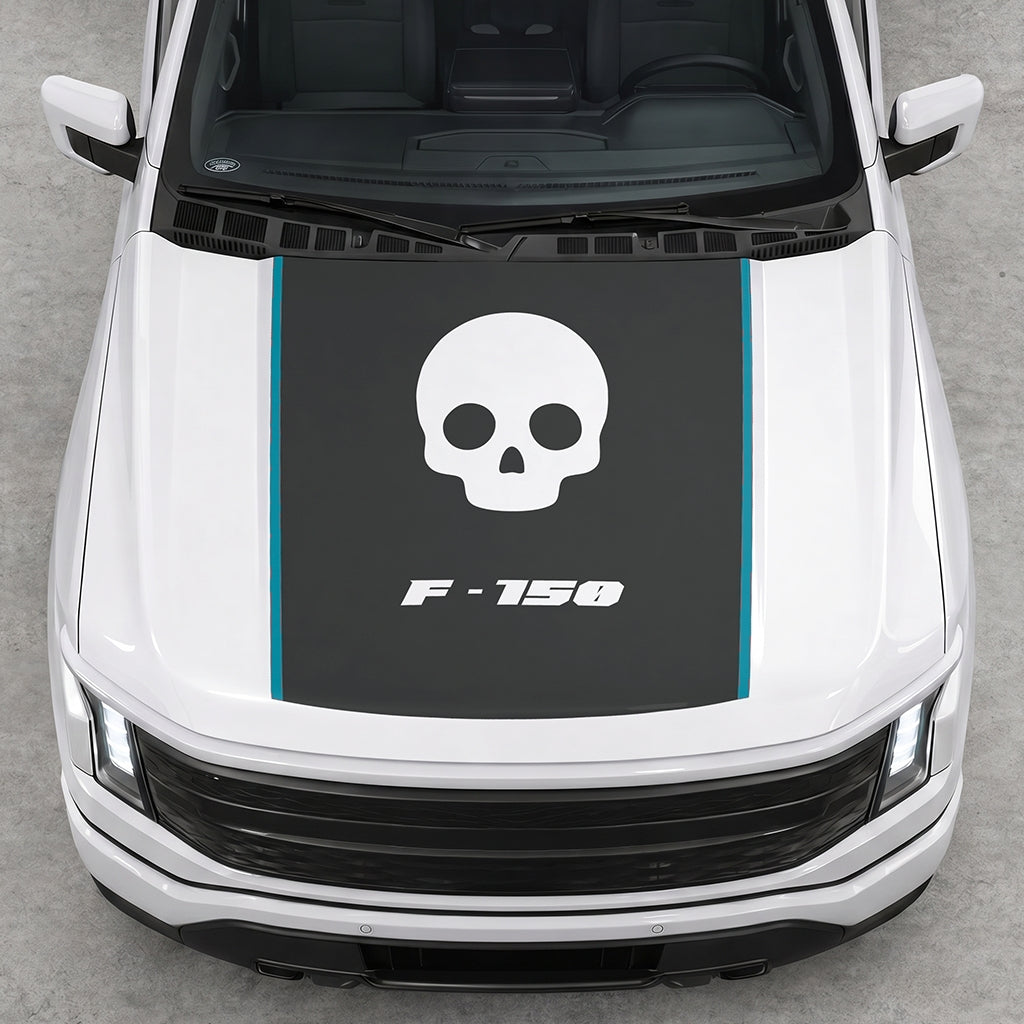 Hood Panel Decal/Sticker - Skull Graphic Decal Graphic Kit - For Ford F-150 2015-2020 - Premium Vinyl