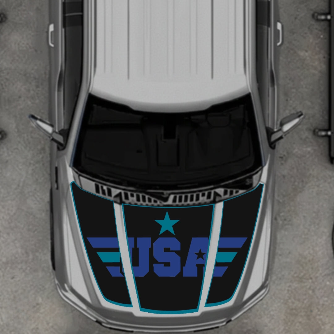 Hood Panel Decal/Sticker - USA Style 5 Graphic Kit - For Ford F-150 2020-2026 - Premium Vinyl