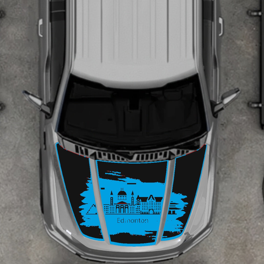 Hood Panel Decal/Sticker - Edmonton - Border Graphic Kit - For Ford F-150 2020-2026 - Premium Vinyl