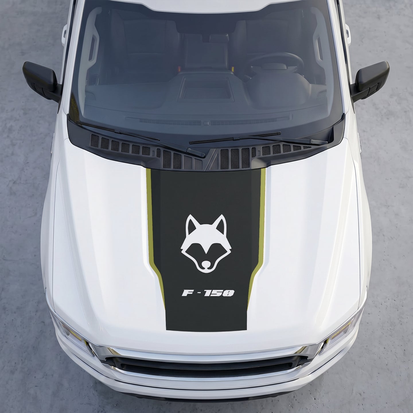 Hood Panel Decal/Sticker - Coyote Wolf Head Hood Decal Wrap – Matte Black Hood Accent Graphic Vinyl Sticker Graphic Kit - For Ford F-150 F150 2015-2020 - Premium Vinyl