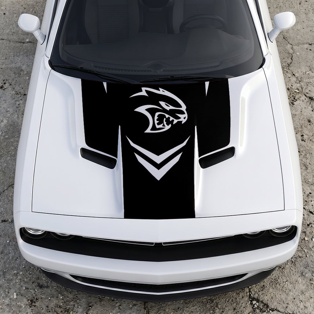 Hood Panel Decal/Sticker - Hellcat Redeye Aggressor - V-Stance Performance Graphic Kit - For Dodge Challenger 2015-2024 - Premium Vinyl