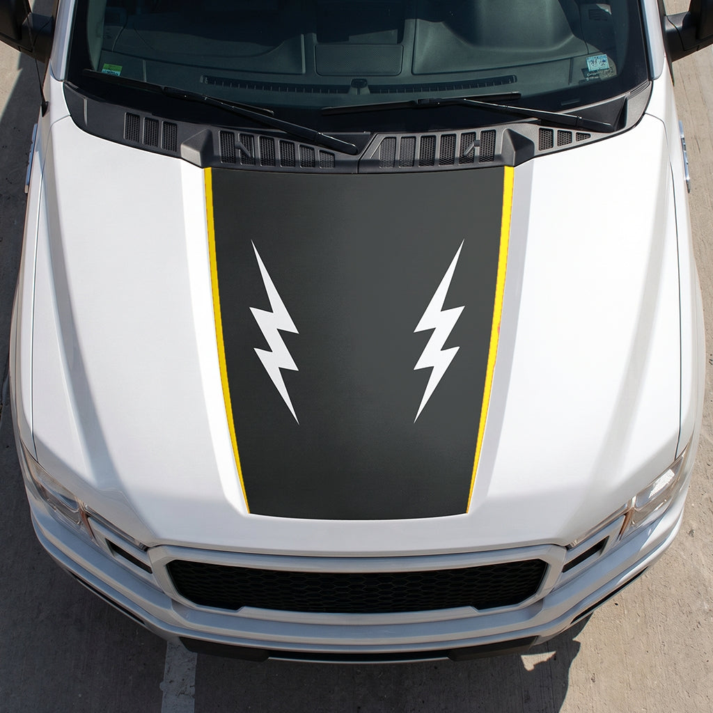 Hood Panel Decal/Sticker - Twin Electric Waves Graphic Decal Graphic Kit - For Ford F-150 2015-2020 - Premium Vinyl