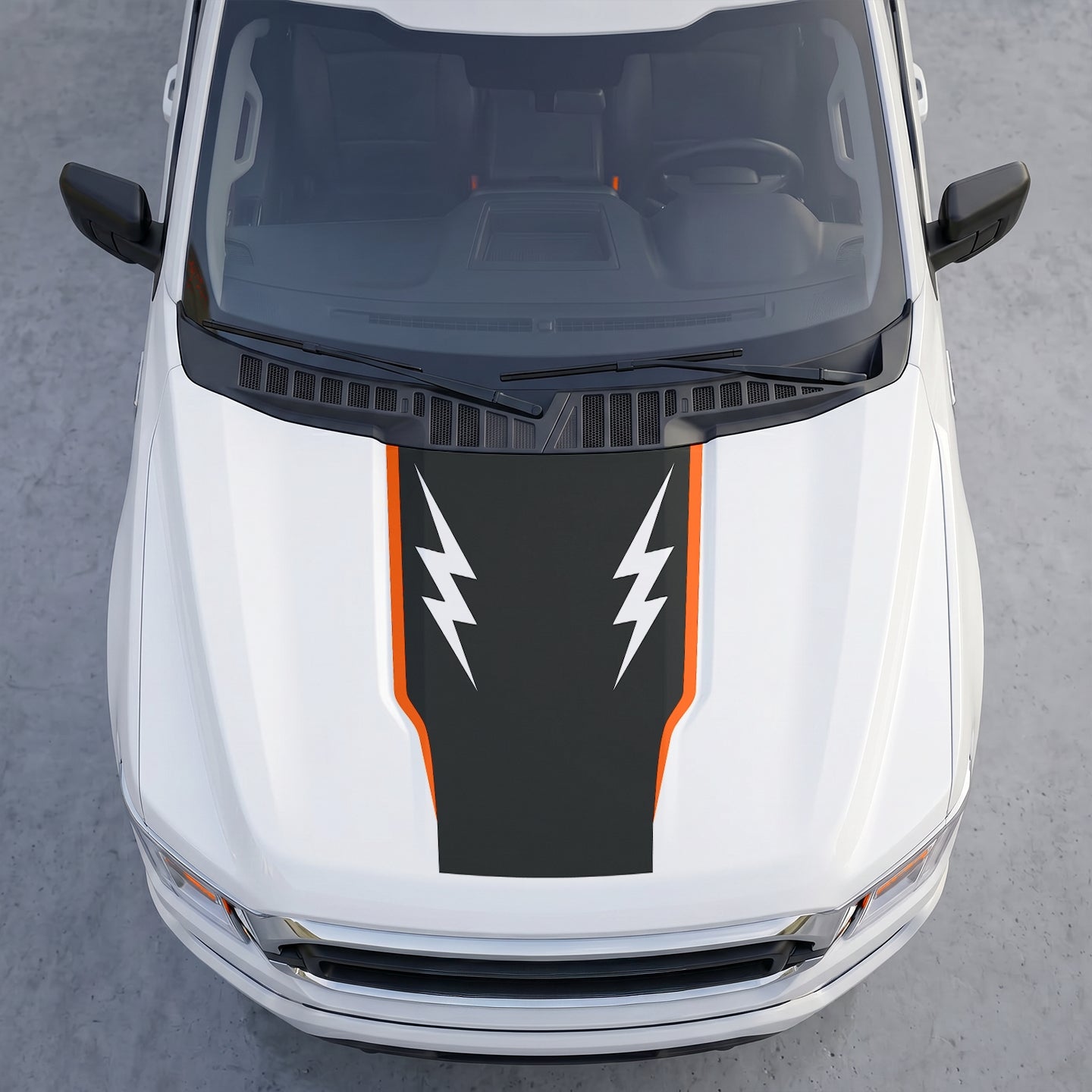 Hood Panel Decal/Sticker - Twin Lightning Bolts Hood Decal – Dual Side Lightning Strike Graphics Graphic Kit - For Ford F-150 F150 2015-2020 - Premium Vinyl
