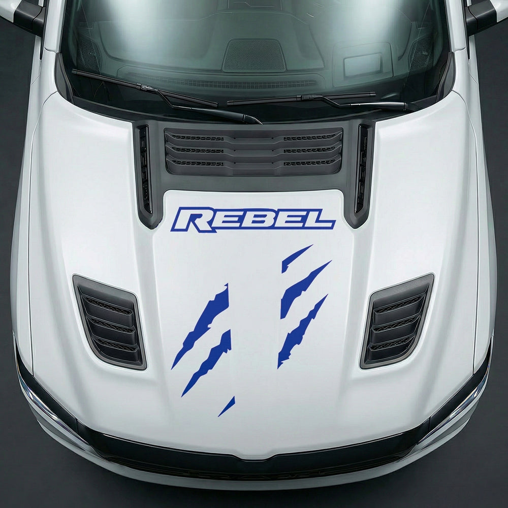 Hood Panel Decal/Sticker - Fierce REBEL Monster Slash - Cut Graphic Kit - For Dodge Ram 2019-2025 - Premium Vinyl