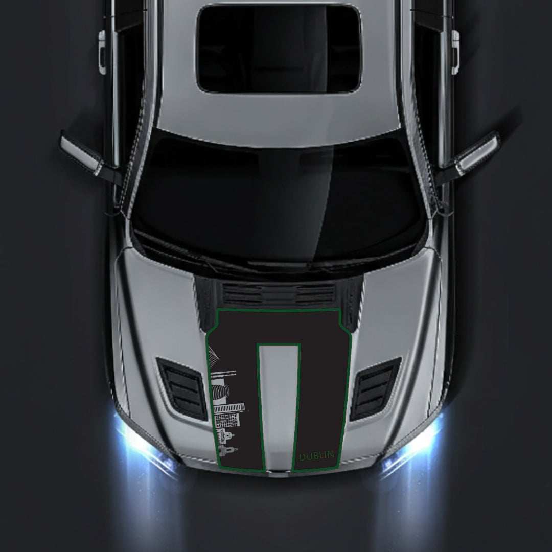 Hood Panel Decal/Sticker - Dublin Skyline - Cut - Border Graphic Kit - For Dodge RAM 1500 2019-2025 - Premium Vinyl