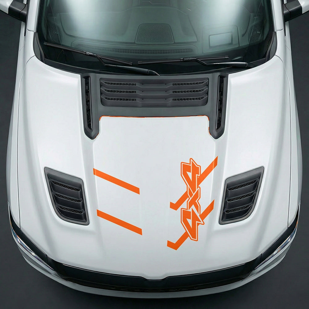 Hood Panel Decal/Sticker - Bold 4x4 Geometric Chevron - Cut Graphic Kit - For Dodge Ram 2019-2025 - Premium Vinyl