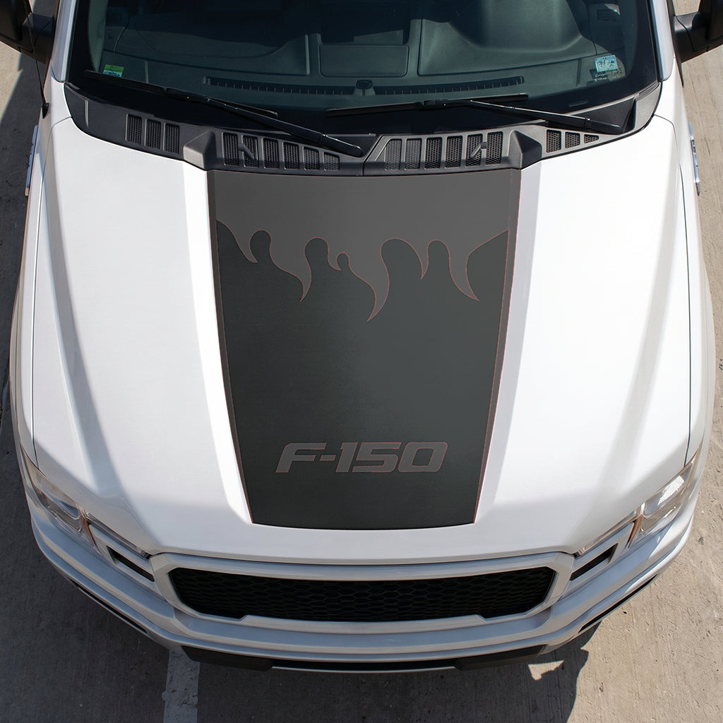 Hood Panel Decal/Sticker - Burning Flames Graphic Decal Graphic Kit - For Ford F-150 2015-2020 - Premium Vinyl