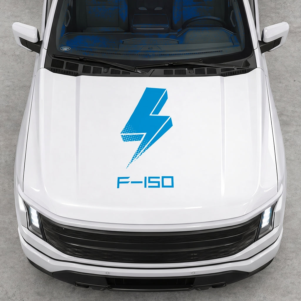 Hood Panel Decal/Sticker - Cut Bold Electric Graphic Decal Graphic Kit - For FORD F-150 2015-2020 - Premium Vinyl