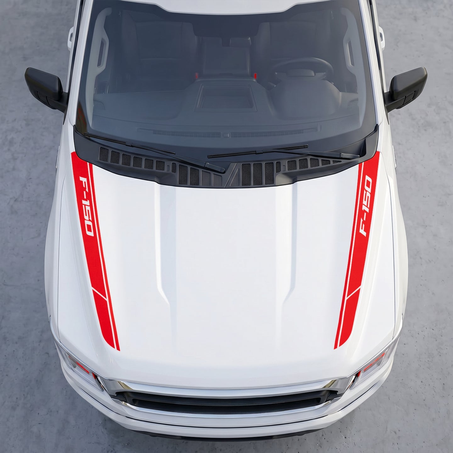 Hood Panel Decal/Sticker - Angled Cowl Accent Stripes – Dual Side Hood Edge Vinyl Decals Graphic Kit - For Ford F-150 F150 2015-2020 - Premium Vinyl
