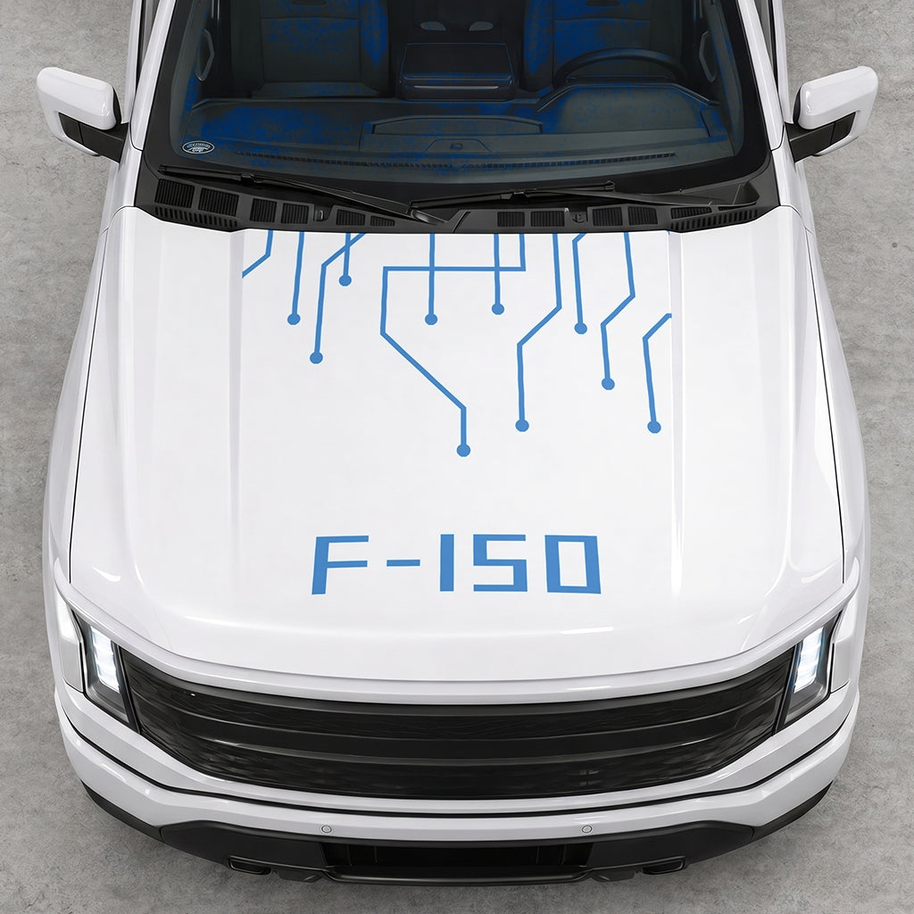 Hood Panel Decal/Sticker - Cut F150 Electric Circuit Graphic Decal Graphic Kit - For FORD F-150 2015-2020 - Premium Vinyl