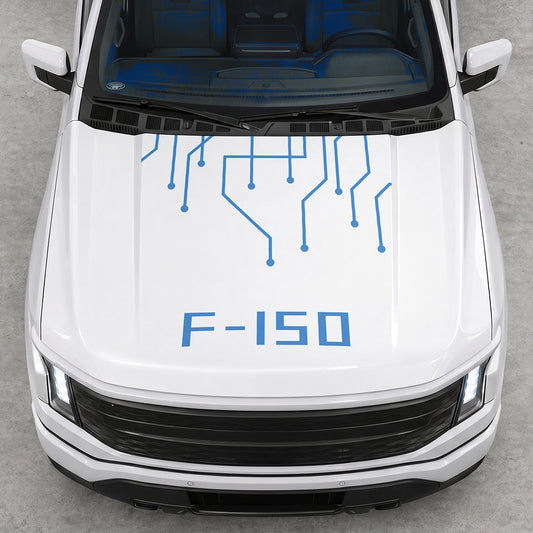Hood Panel Decal/Sticker - Cut F150 Electric Circuit Graphic Decal Graphic Kit - For FORD F-150 2015-2020 - Premium Vinyl