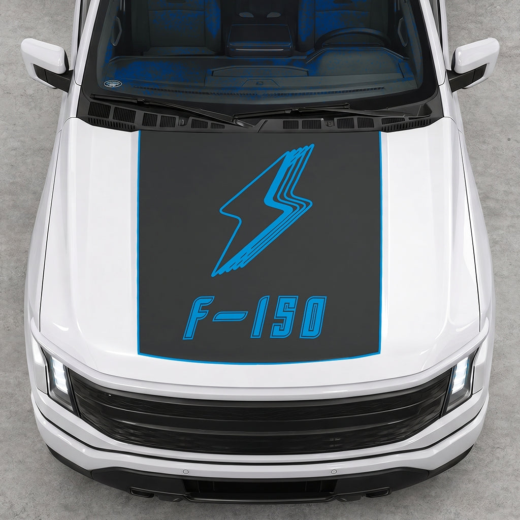 Hood Panel Decal/Sticker - Bordered Electric F150 Graphic Decal Graphic Kit - For FORD F-150 2015-2020 - Premium Vinyl