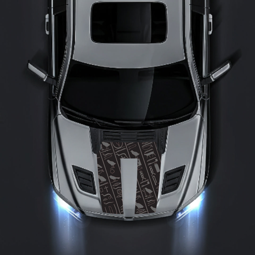 Performance Hood Panel Decal/Sticker - Egyptian Hieroglyphs Graphic Kit - For Dodge RAM 1500 2019-2025 - Premium Vinyl