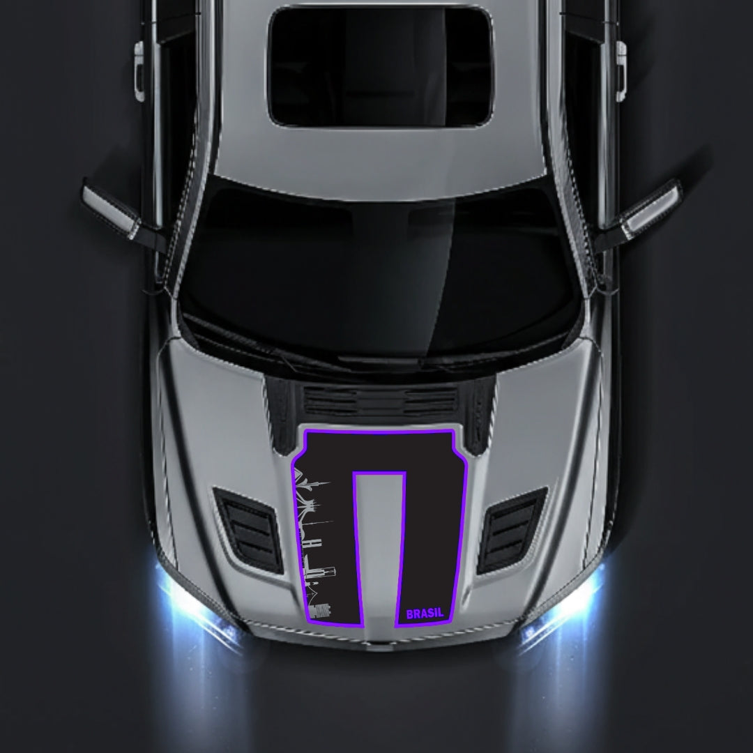 Performance Hood Panel Decal/Sticker - Brazil Skyline - Cut - Border Graphic Kit - For Dodge RAM 1500 2019-2025 - Premium Vinyl