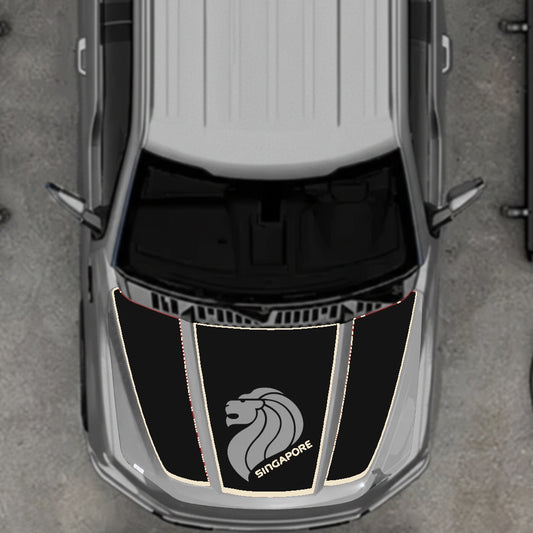 Hood Panel Decal/Sticker - Singapore - Cut  - Border Graphic Kit - For Ford F-150 2020-2026 - Premium Vinyl