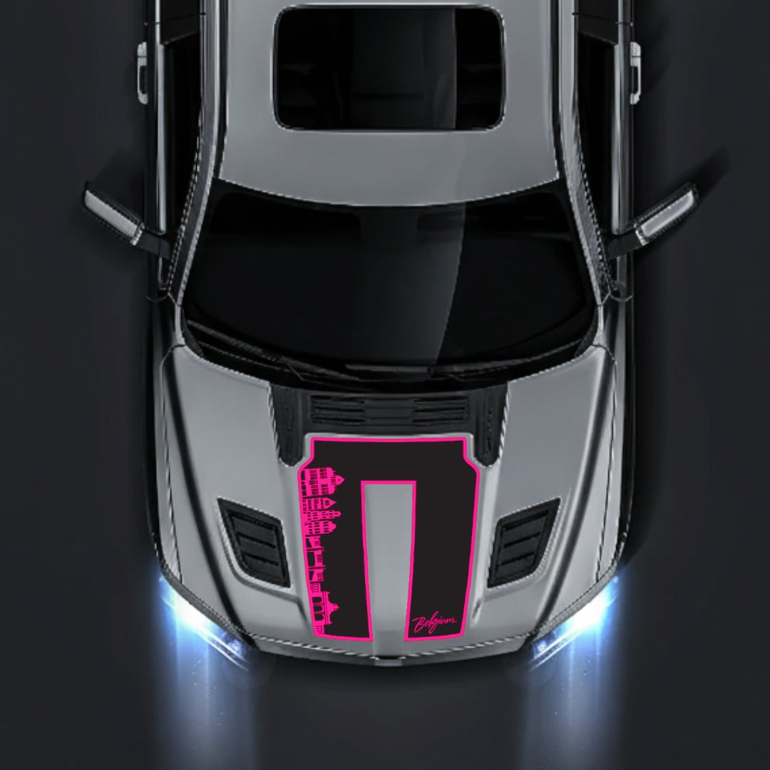 Hood Panel Decal/Sticker - Belgium Skyline - Border Graphic Kit - For Dodge RAM 1500 2019-2025 - Premium Vinyl