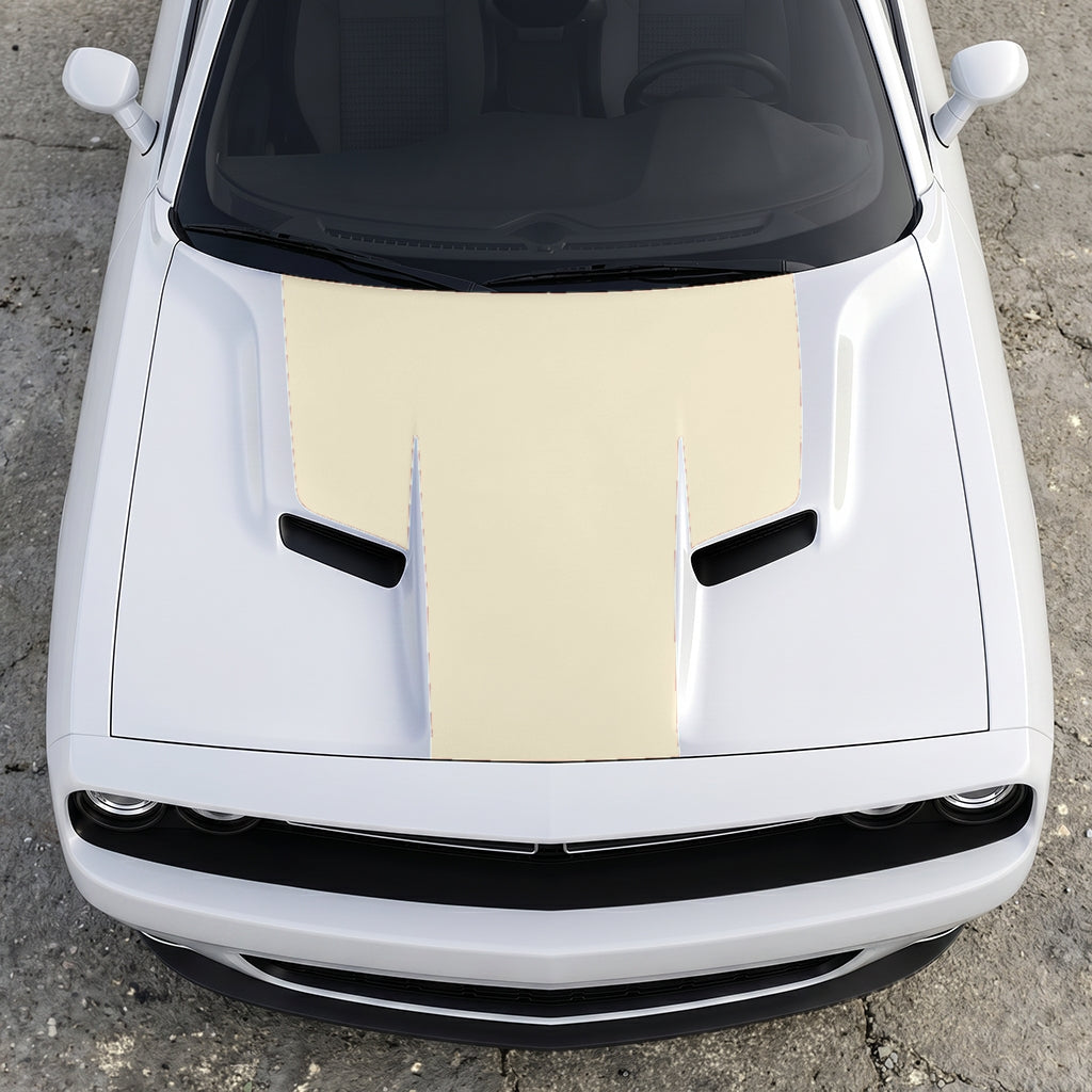 Hood Panel Decal/Sticker - The Foundation - Solid T-Shape - Matte Performance Trim Blackout Graphic Kit - For Dodge Challenger 2015-2024 - Premium Vinyl