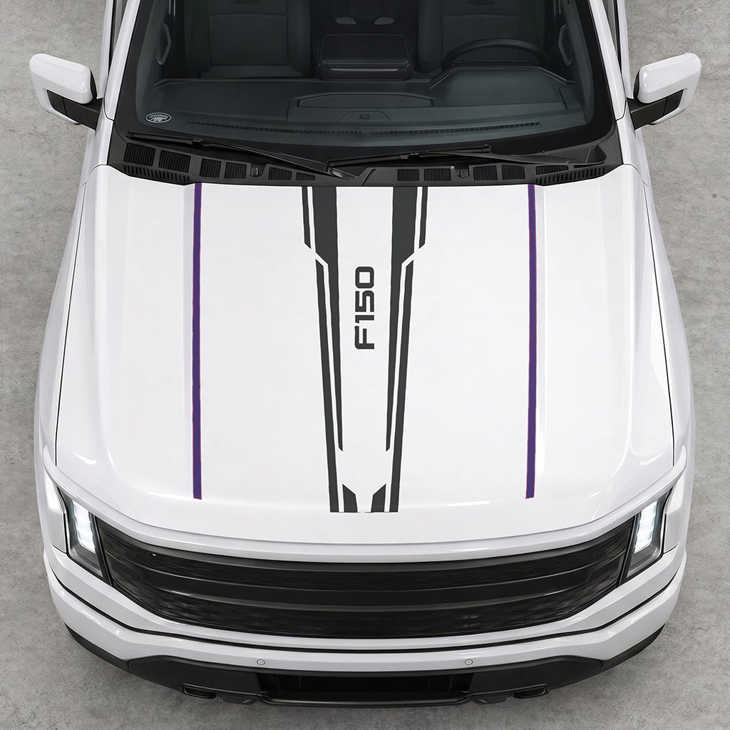 Hood Panel Decal/Sticker - Speed Graphic Decal Graphic Kit - For Ford F-150 2015-2020 - Premium Vinyl
