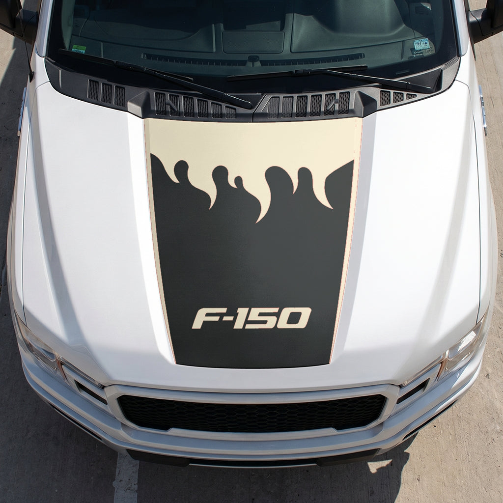 Hood Panel Decal/Sticker - Burning Flames Graphic Decal Graphic Kit - For Ford F-150 2015-2020 - Premium Vinyl