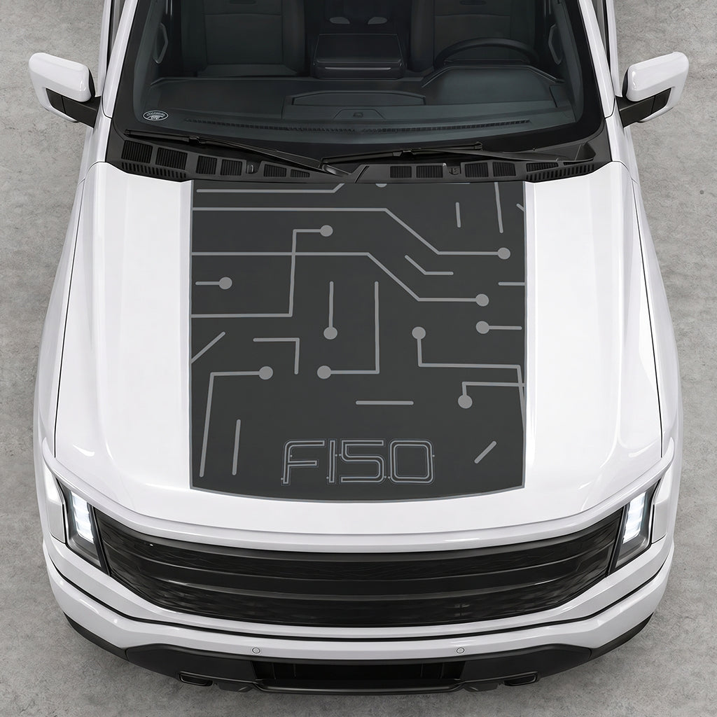 Hood Panel Decal/Sticker - Electric Circuit Graphic Decal Graphic Kit - For FORD F-150 2015-2020 - Premium Vinyl