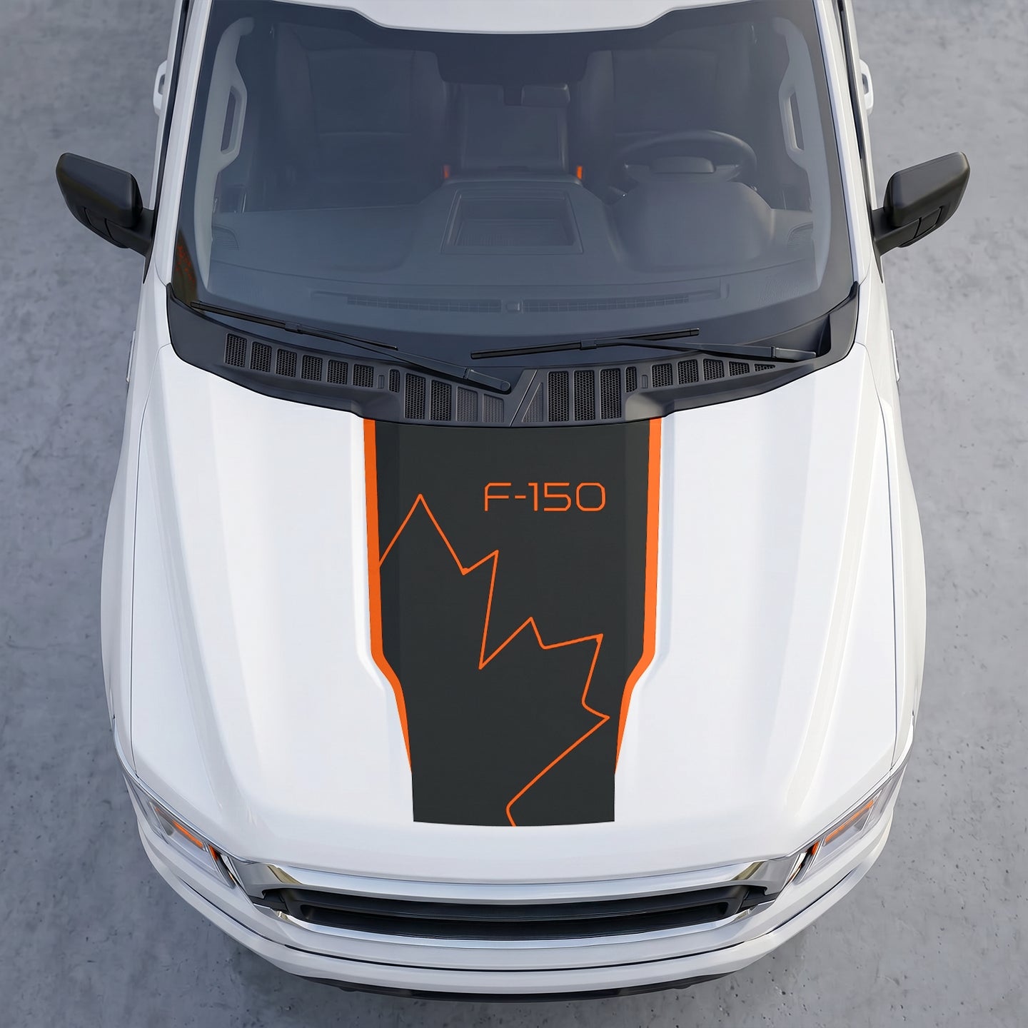 Hood Panel Decal/Sticker - Distressed Maple Leaf Hood Decal – Minimalist Line Canada Flag Graphic Graphic Kit - For Ford F-150 F150 2015-2020 - Premium Vinyl