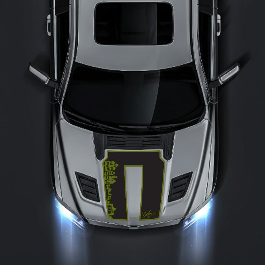 Performance Hood Panel Decal/Sticker - Belgium Skyline - Border Graphic Kit - For Dodge RAM 1500 2019-2025 - Premium Vinyl